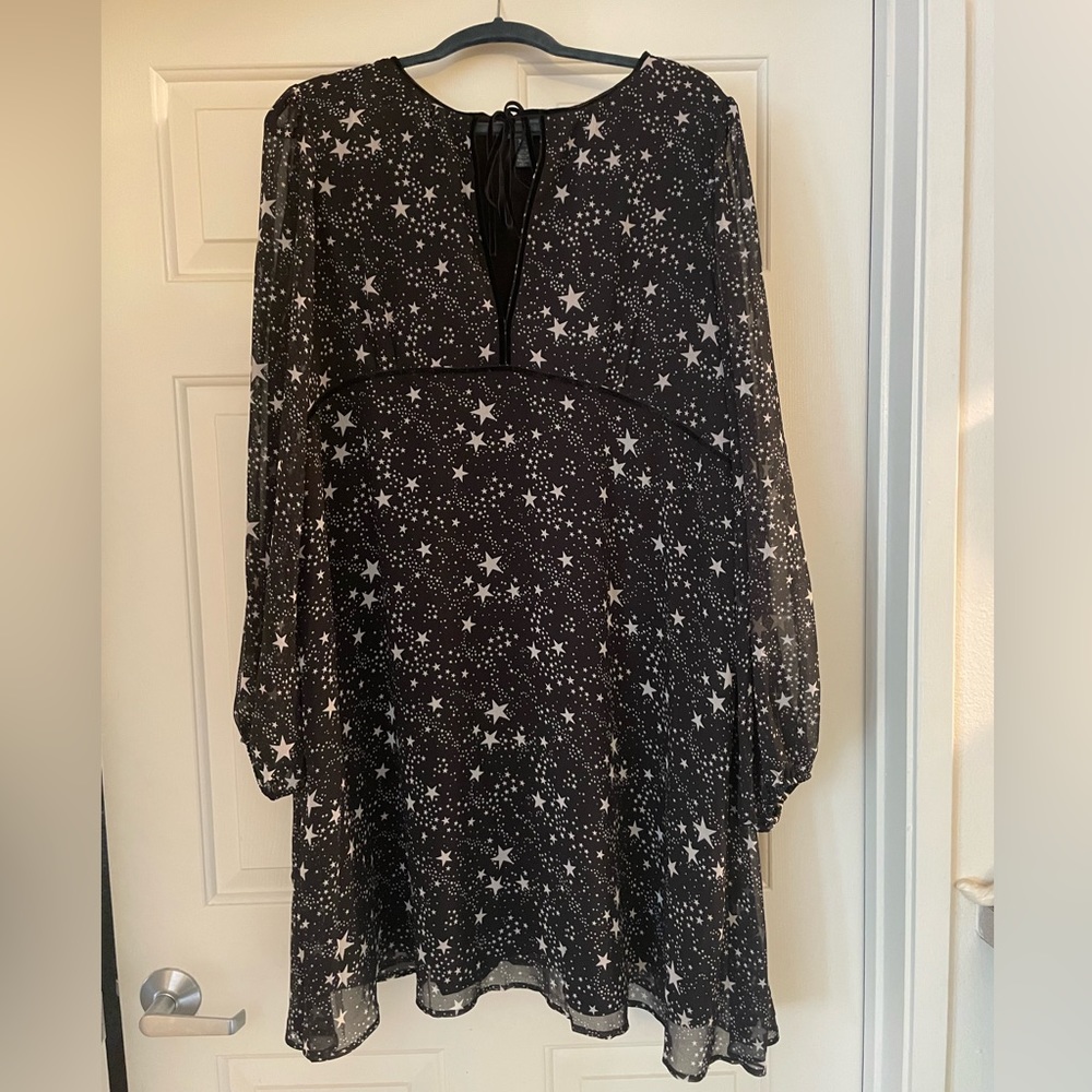 Modcloth Empire Waist Long Sleeve Star Dress NWOT XL